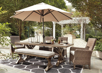 Beachcroft Outdoor Dining Table with Umbrella Option