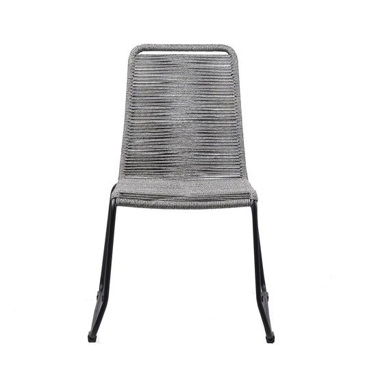 Shasta Outdoor Metal and Gray Rope Stackable Dining Chair (Set of 2)