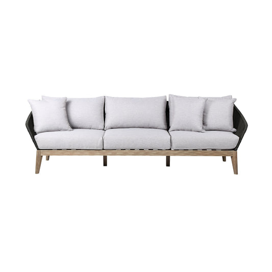 Athos Indoor Outdoor 3 Seater Sofa in Light Eucalyptus Wood with Charc