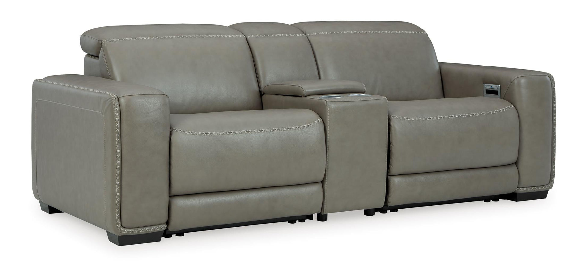 Correze 3-Piece Dual Power Leather Reclining Modular Loveseat With Console