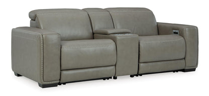 Correze 3-Piece Dual Power Leather Reclining Modular Loveseat With Console