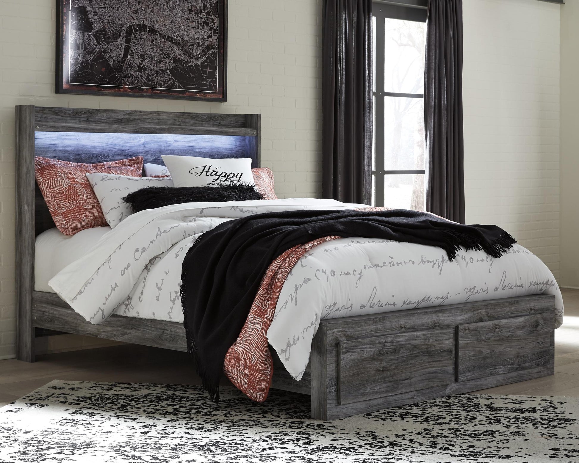 Baystorm Queen Panel Bed With 2 Storage Drawers