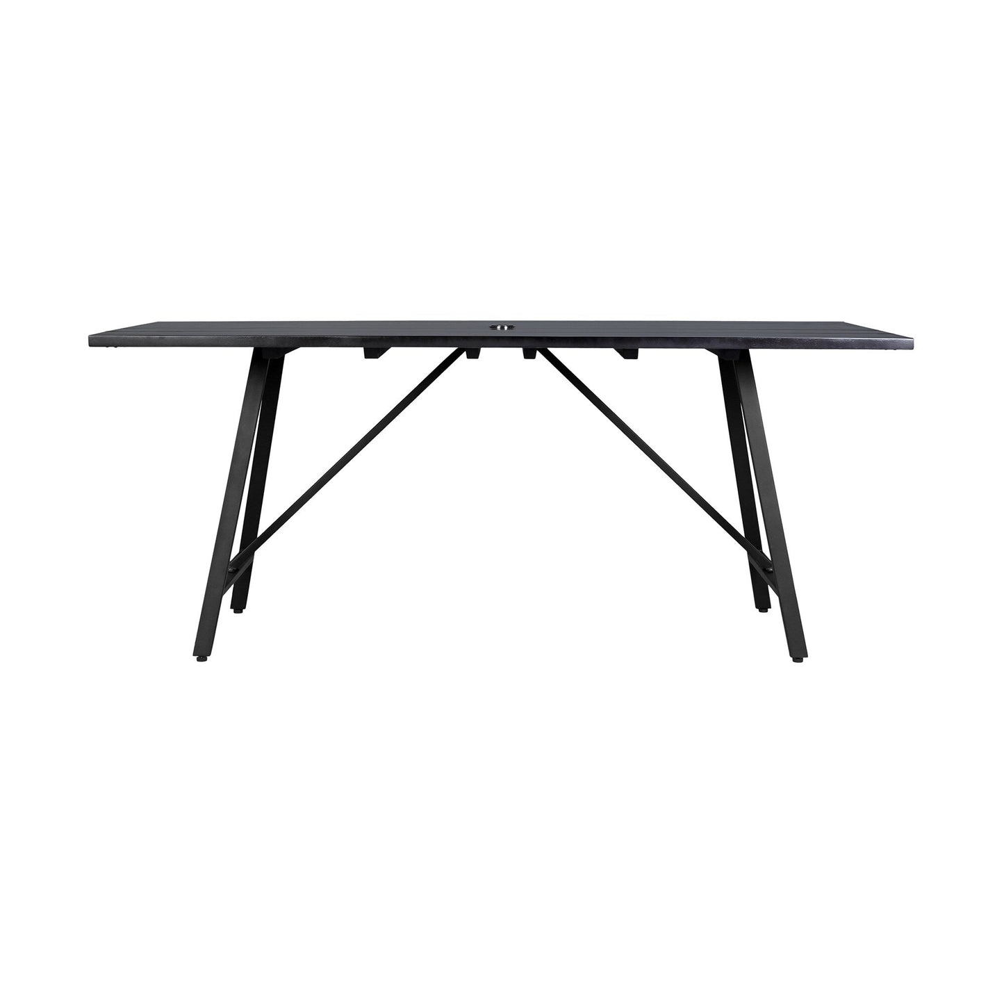 Koala Outdoor Patio Dark Eucalyptus Wood and Metal Rectangle Dining Table