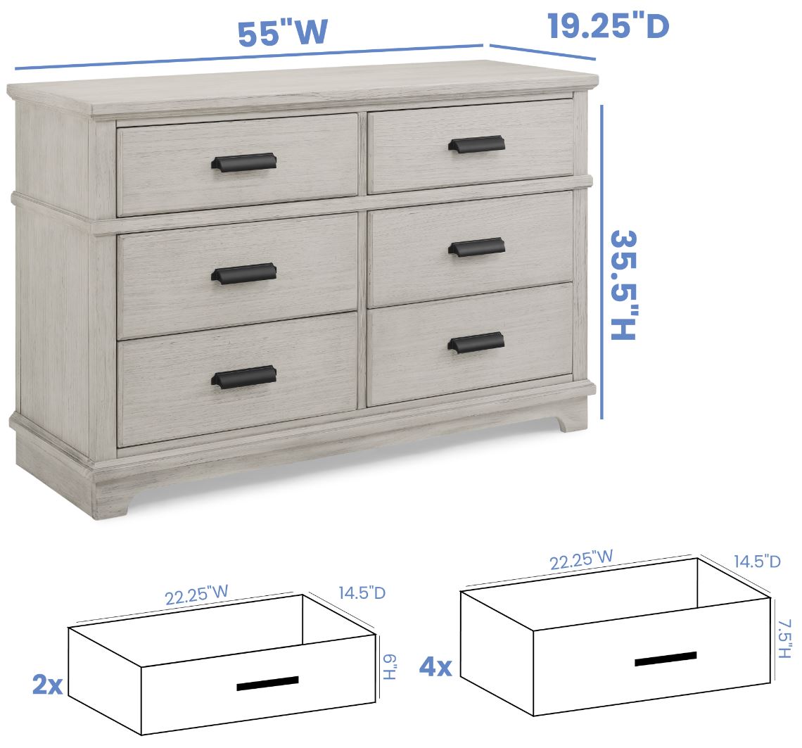 Asher 6 Drawer Dresser with Changing Top