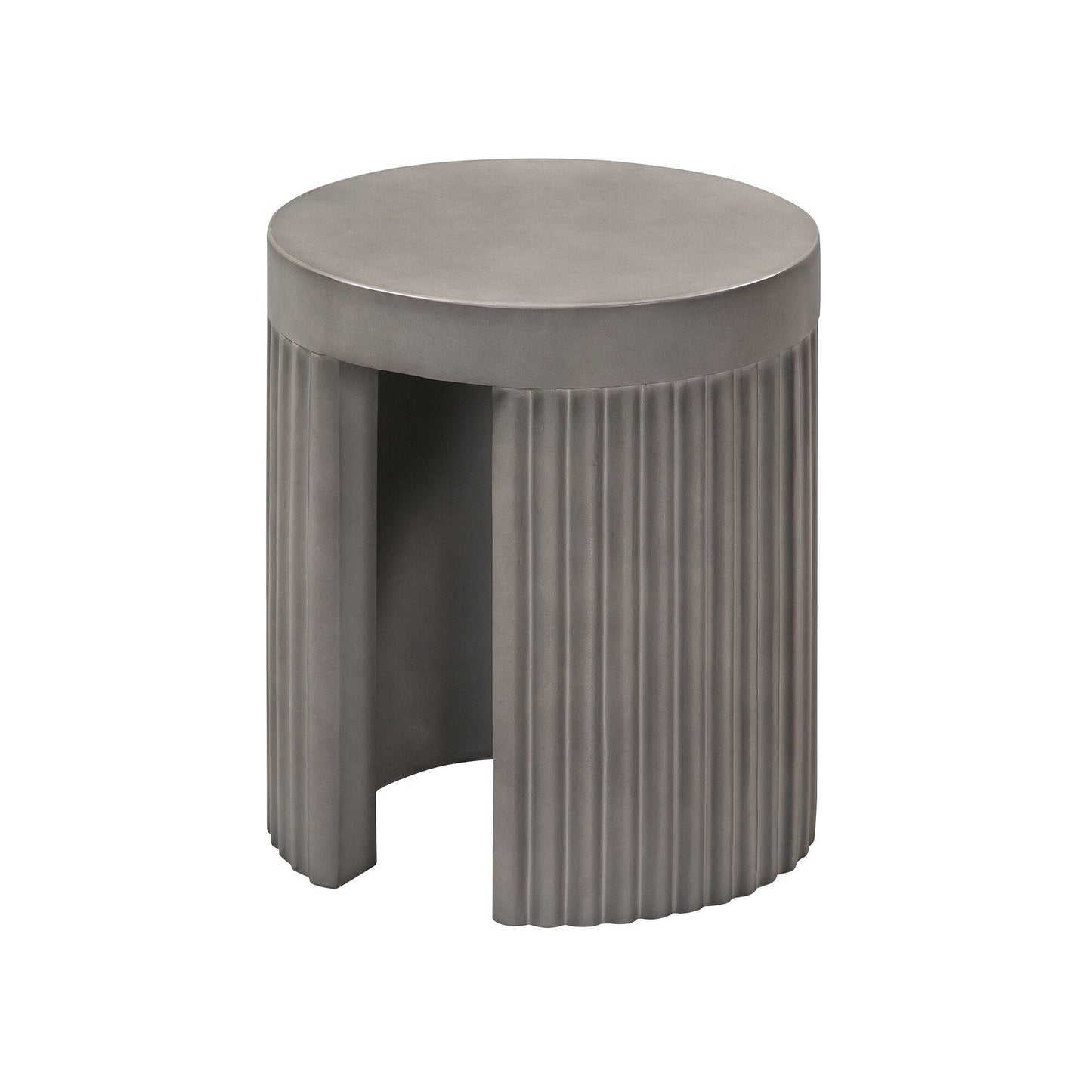 Wave Round Indoor or Outdoor Accent Stool End Table in Gray Concrete