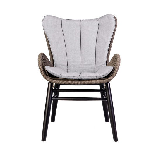 Fanny Outdoor Patio Dining Chair in Dark Eucalyptus Wood and Truffle Rope