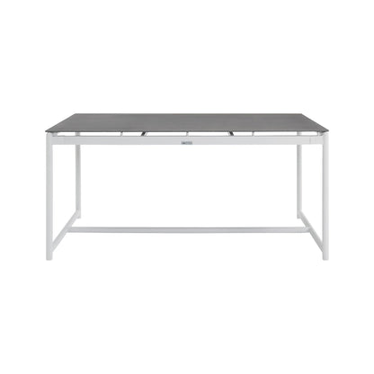 Royal White Aluminum and Teak Outdoor Dining Table with Stone Top