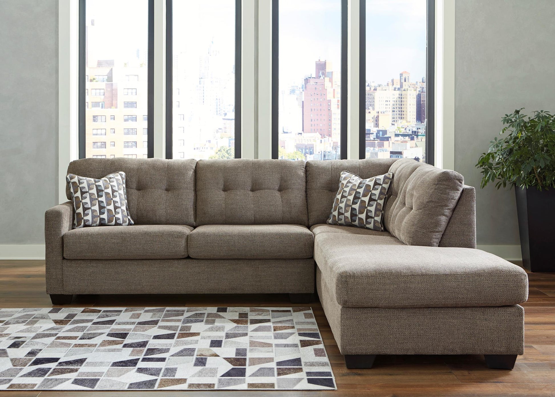 Mahoney 2-Piece Chocolate Sleeper Sectional with Chaise