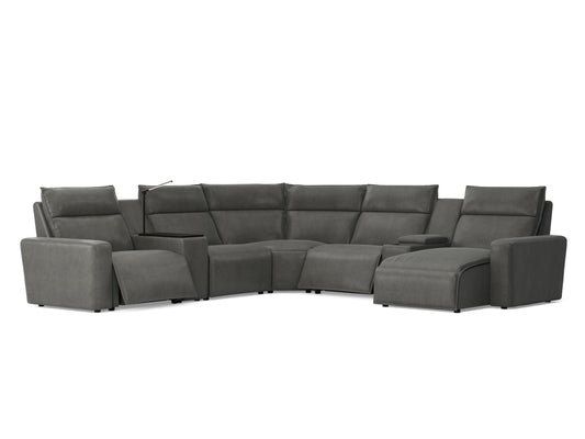 Modular Two 7-Piece Right Arm Facing Power Sectional with Chaise - Charcoal