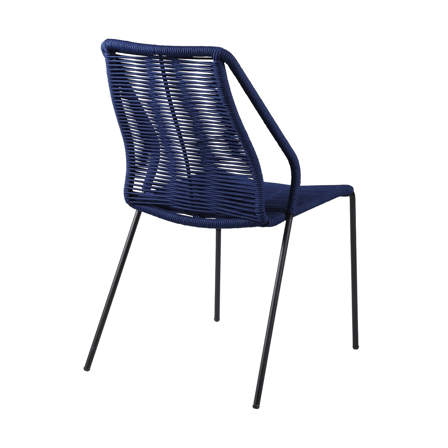 Clip Indoor Outdoor Stackable Steel Dining Chair with Blue Rope (Set o