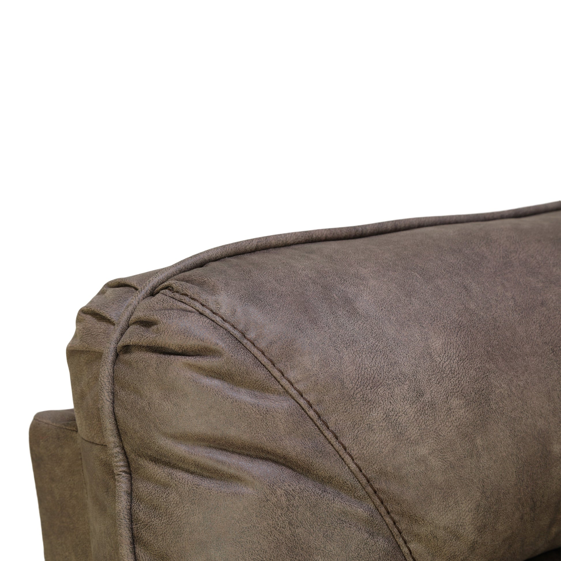Adeline power reclining sofa, olive-brown fabric arm with stitched seam