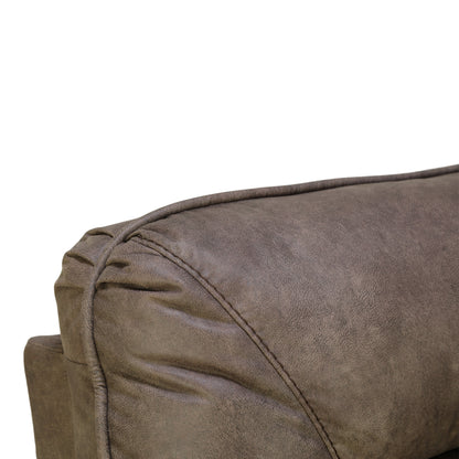 Adeline power reclining sofa, olive-brown fabric arm with stitched seam
