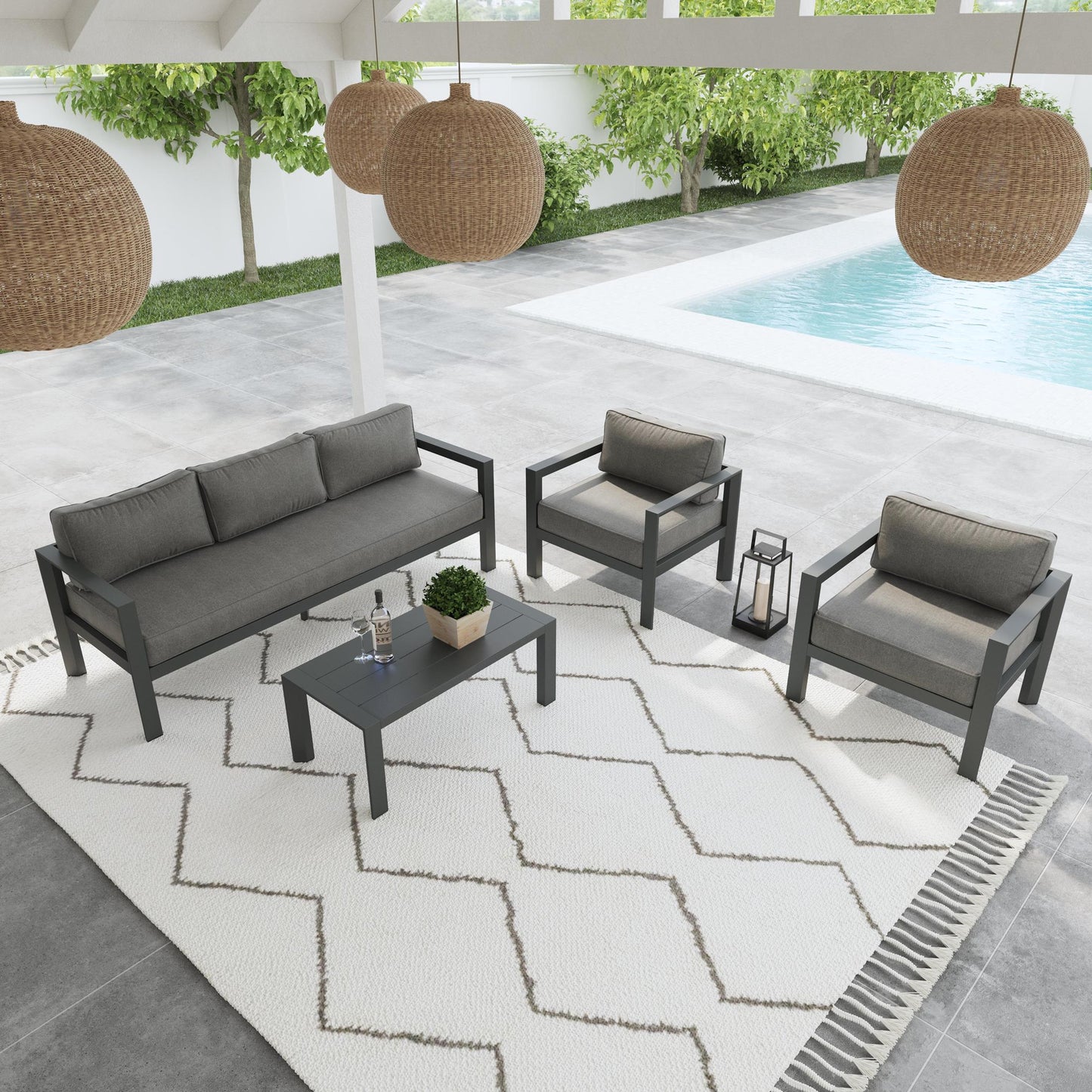 Grayton Outdoor Aluminum Sofa 4-Piece Set