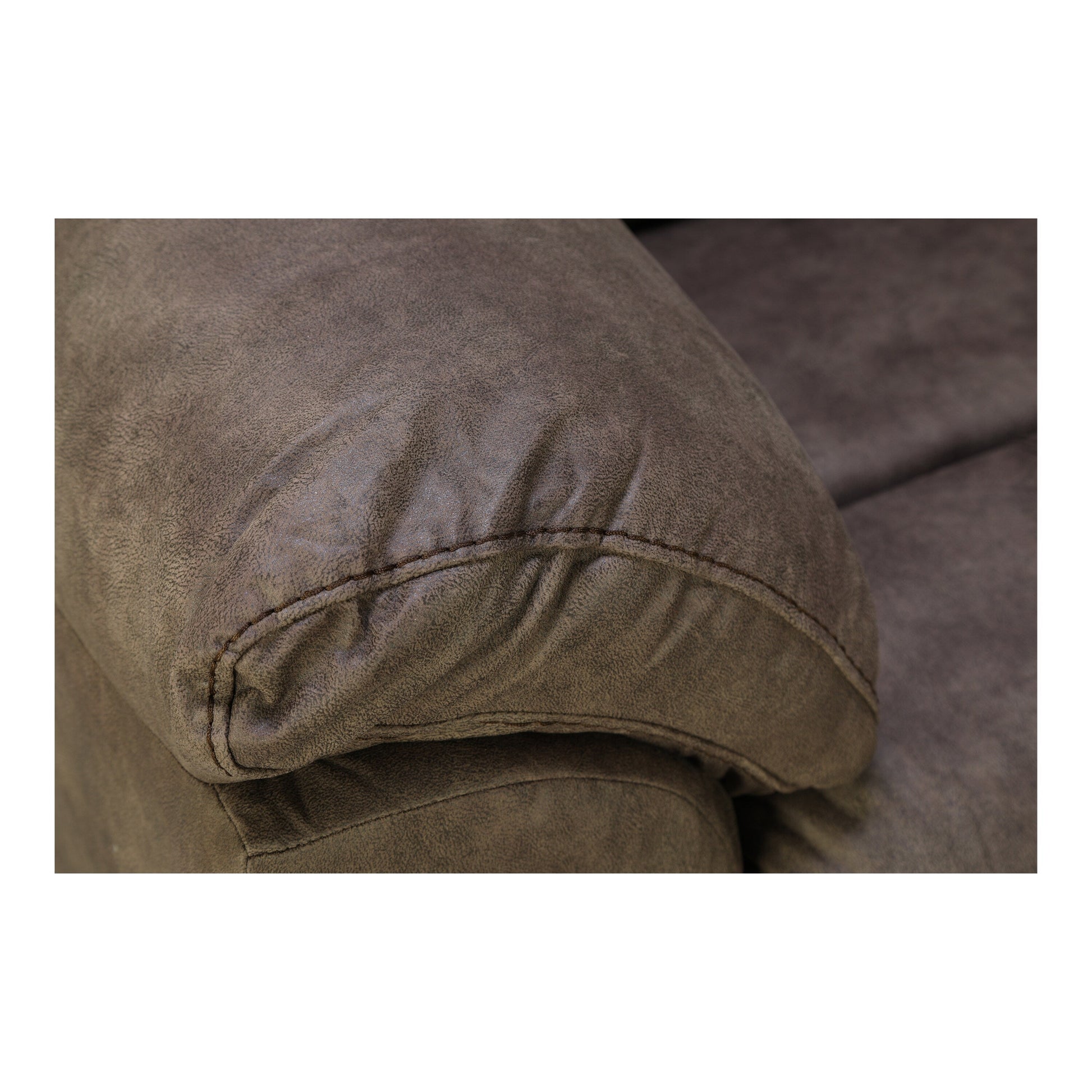 Adeline power reclining sofa, curved armrest with stitched border and textured upholstery