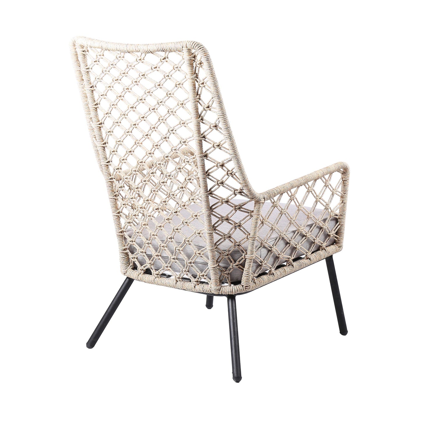 Marco Indoor Outdoor Steel Lounge Chair with Natural Springs Rope and 