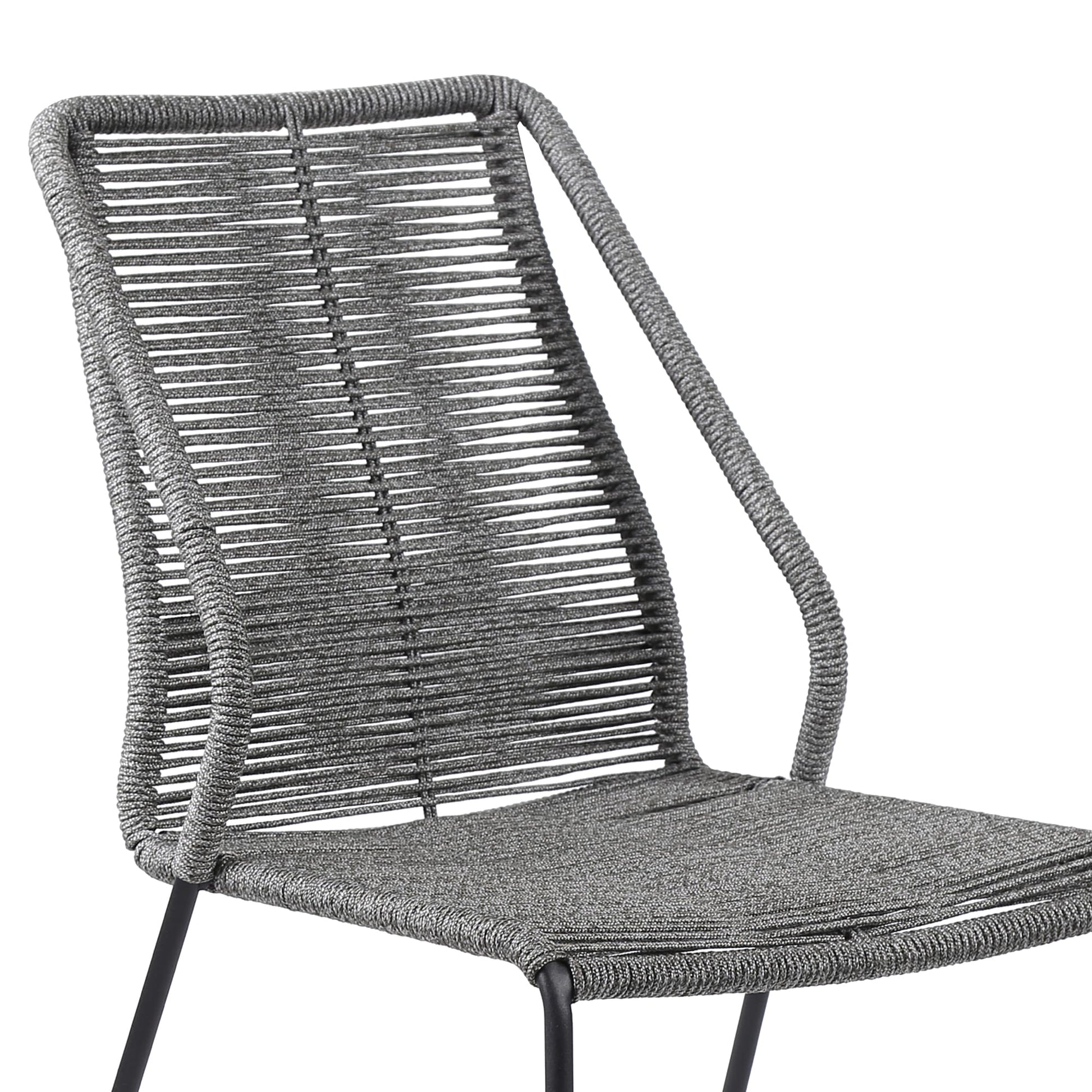 Sydney and Clip 3 Piece Outdoor Patio 36" Dining Set in Black Eucalyptus Wood and Gray Rope