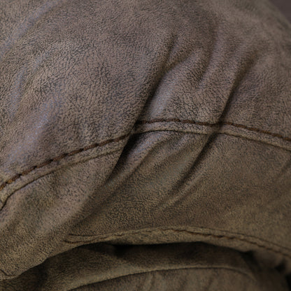 Dark brown loveseat seat cushion with curved stitched channels