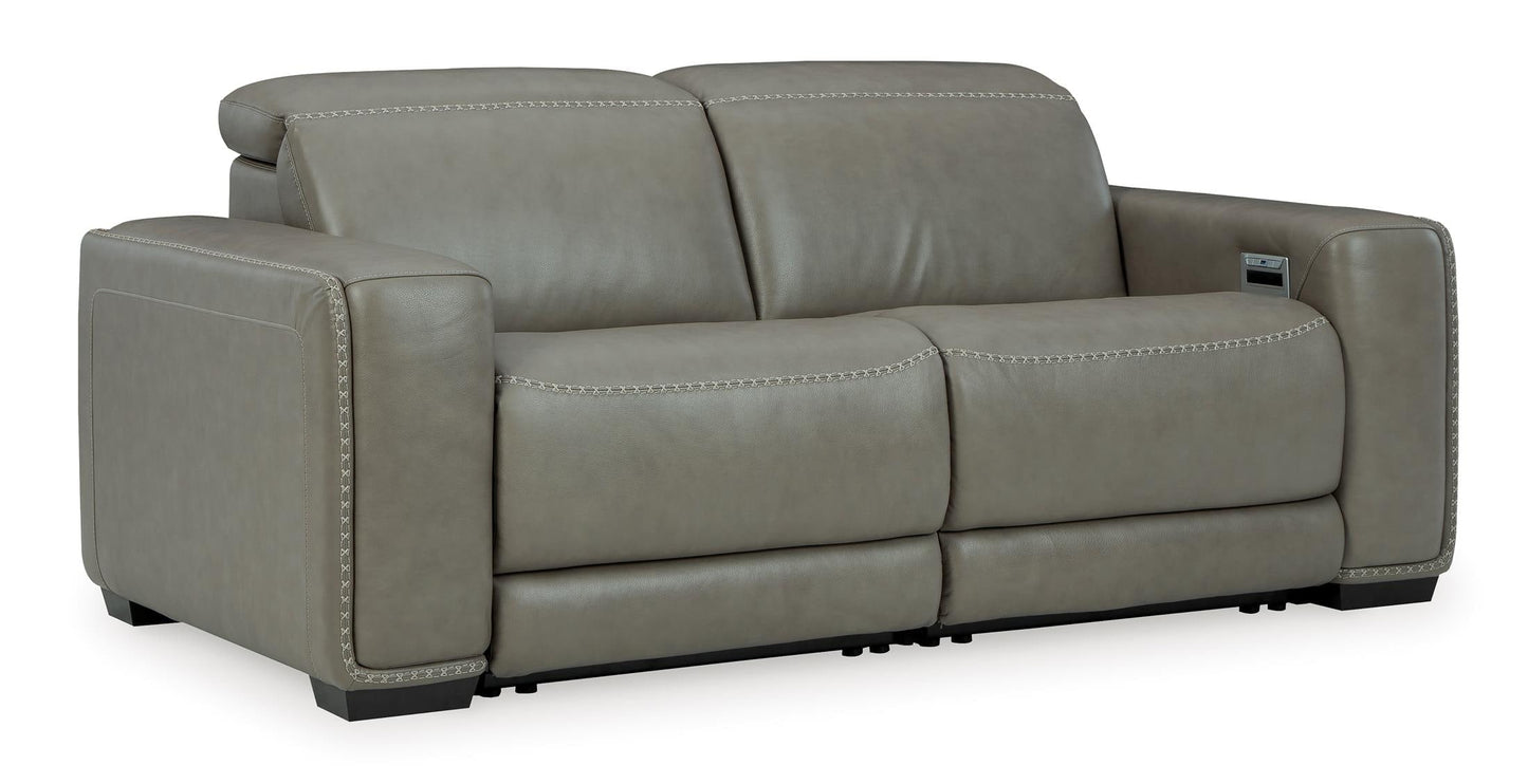 Correze 2-Piece Dual Power Leather Reclining Modular Loveseat