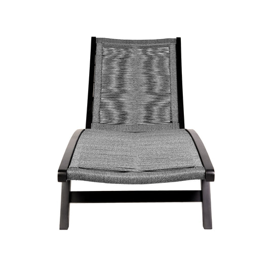 Chateau Outdoor Patio Adjustable Chaise Lounge Chair in Eucalyptus Wood and Gray Rope