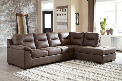 Maderla 2-Piece Walnut Sectional with Chaise