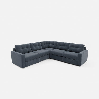 Charcoal 5-piece modular L-shape sectional sofa with tufted seat and back