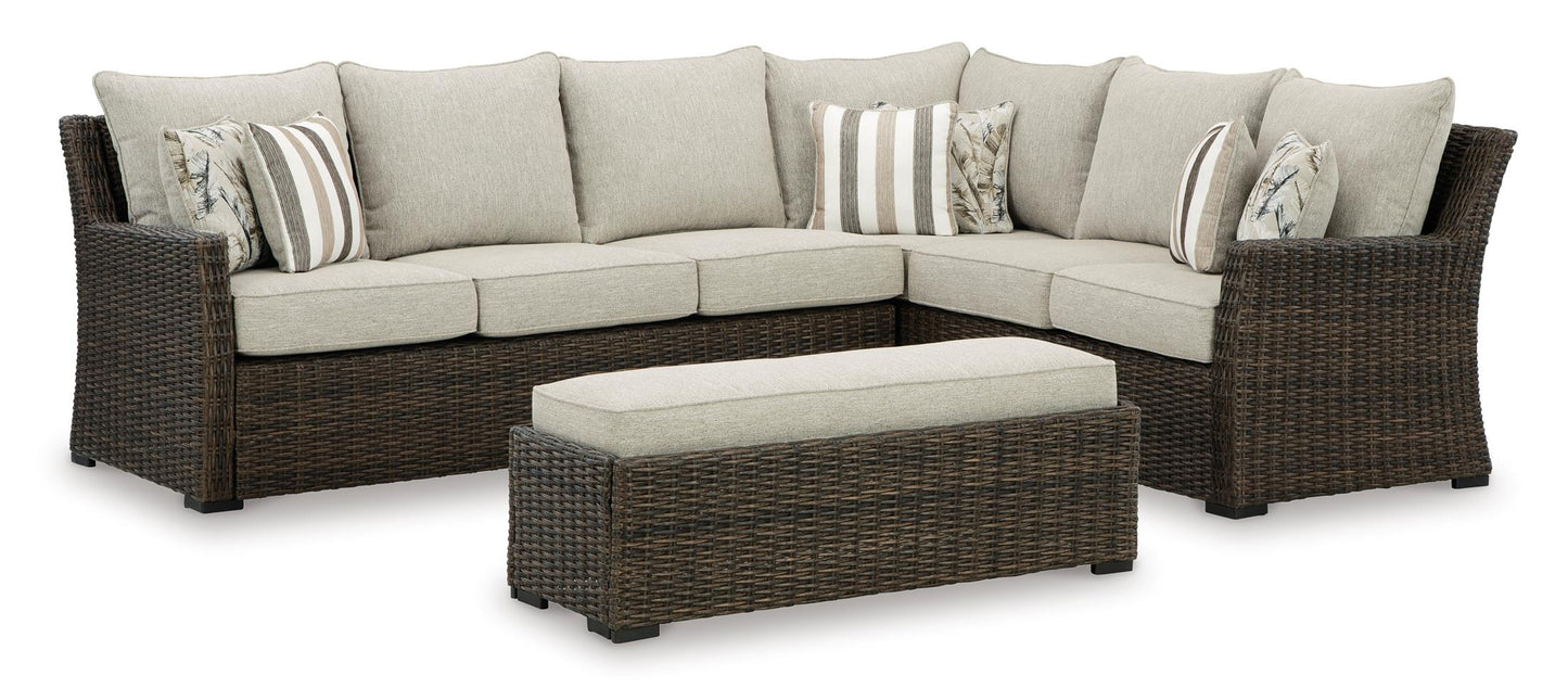 Brook Ranch Outdoor Sofa Sectional and Bench with Cushion