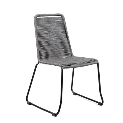 Shasta Outdoor Metal and Gray Rope Stackable Dining Chair (Set of 2)