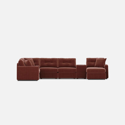 Merlot modular sectional sofa with corner seat and square accent chairs