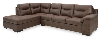 Maderla 2-Piece Walnut Sectional with Chaise