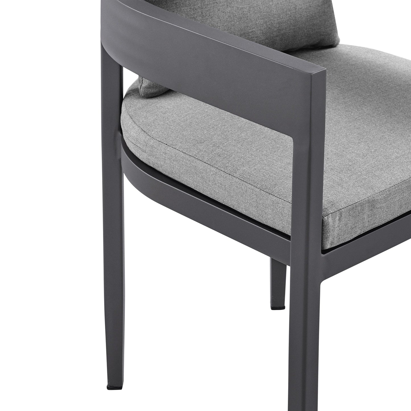 Argiope Outdoor Patio Dining Chairs in Aluminum with Gray Cushions (Set of 2)