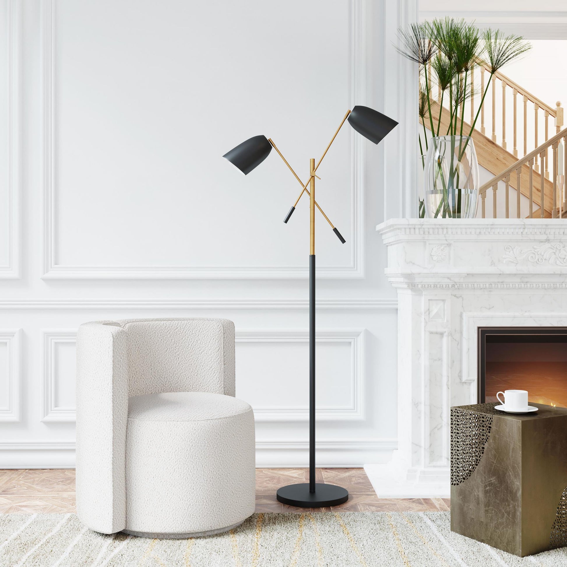 Tanner Floor Lamp Black & Brass