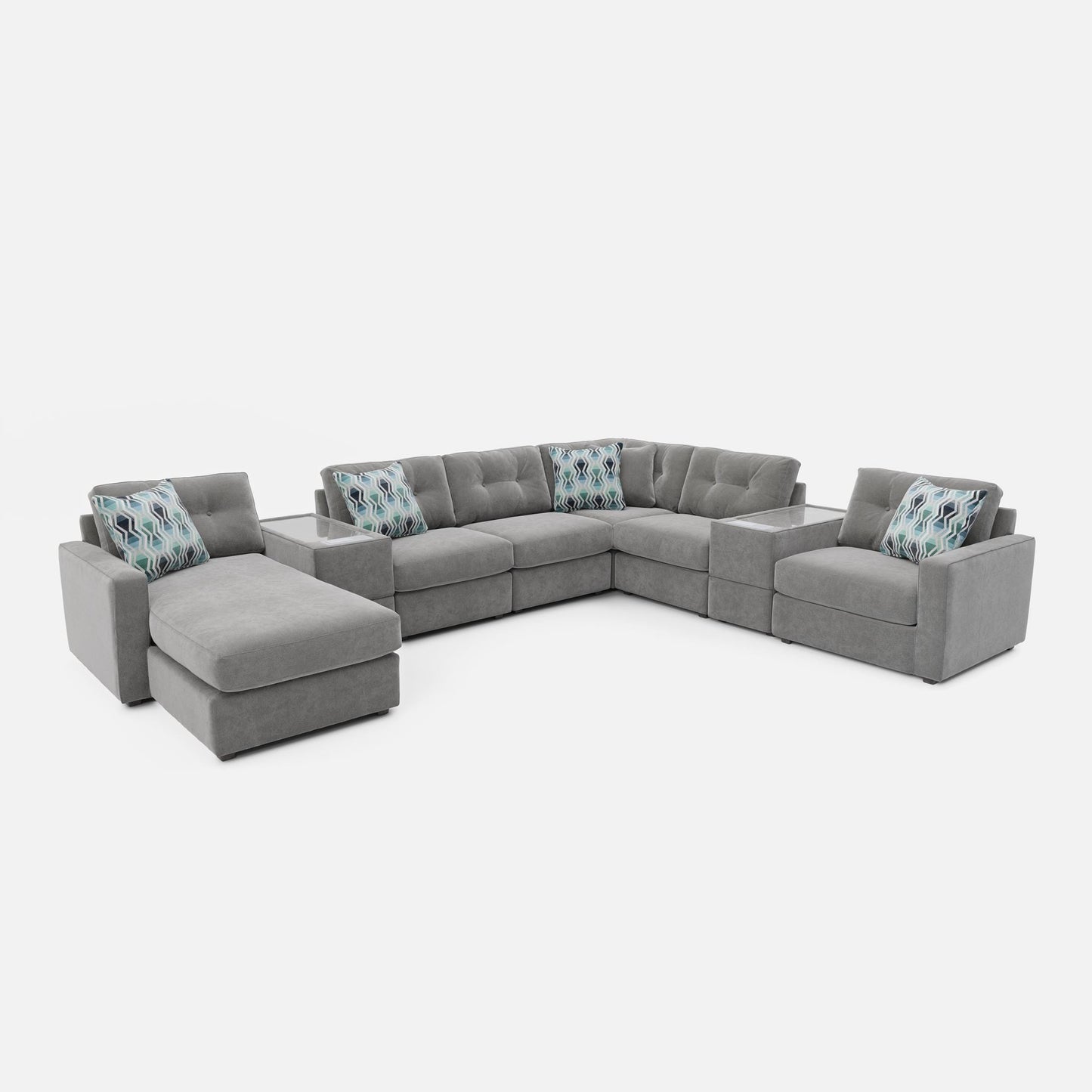 Modular One 8-Piece Sectional Chaise with E-Console