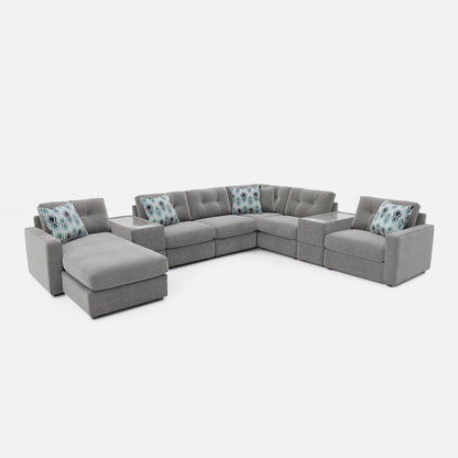 Modular One 8-Piece Sectional Chaise with E-Console
