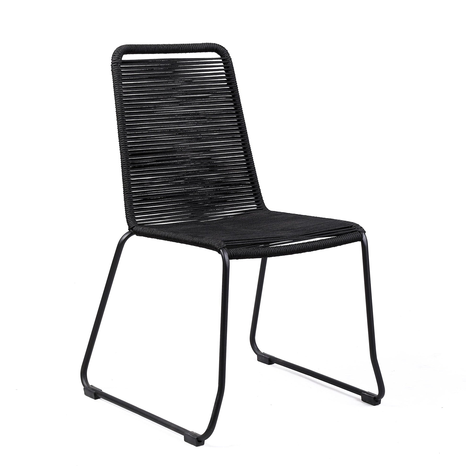 Shasta Outdoor Metal and Black Rope Stackable Dining Chair (Set of 2)