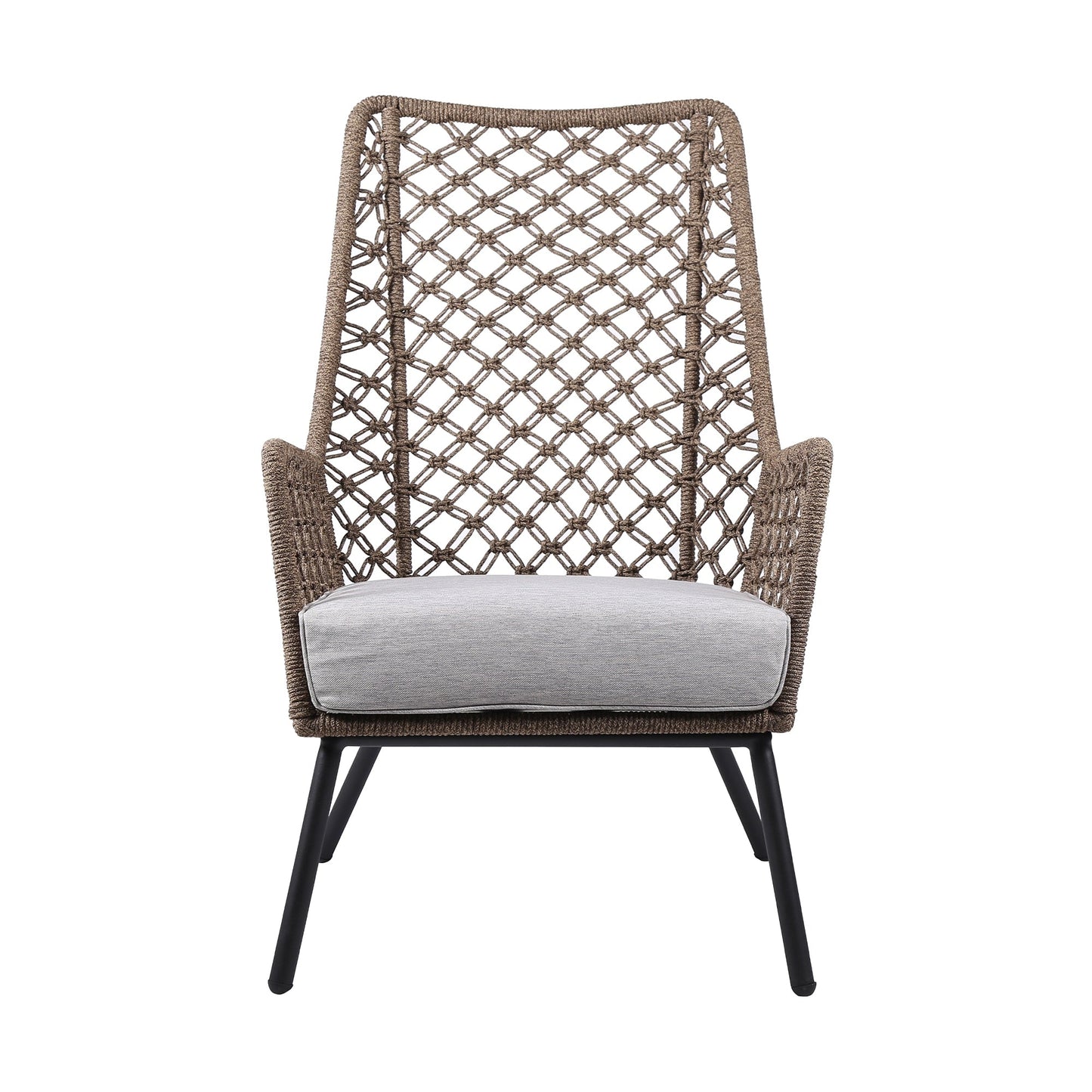 Marco Indoor Outdoor Steel Lounge Chair with Truffle Rope and Gray Cus