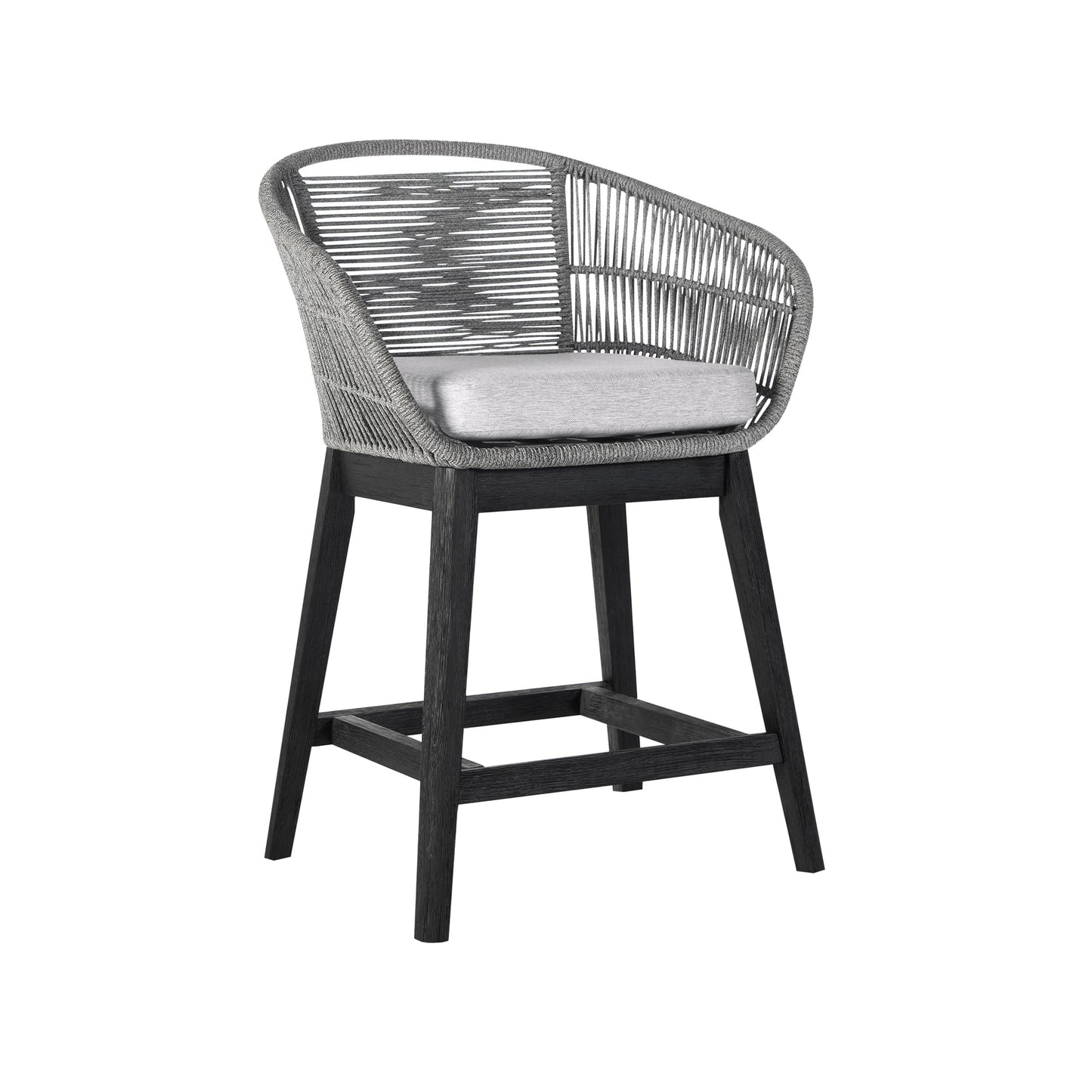 Tutti Frutti Indoor Outdoor Counter Height Bar Stool in Black Brushed 