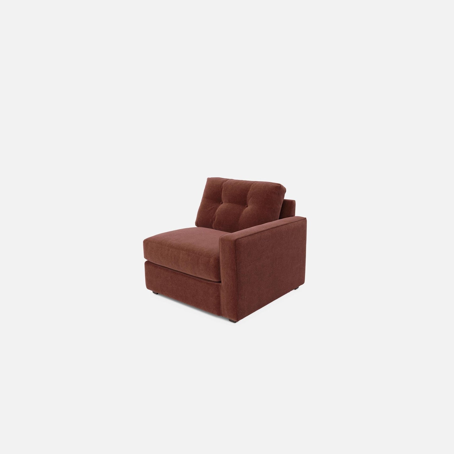 Merlot modular lounge chair front view with chaise-style seat and thick cushions