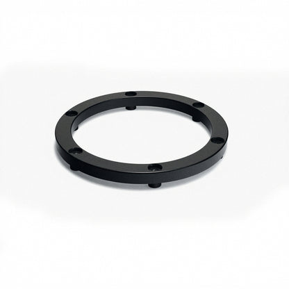 Black circular elevator ring base with four small legs and mounting holes